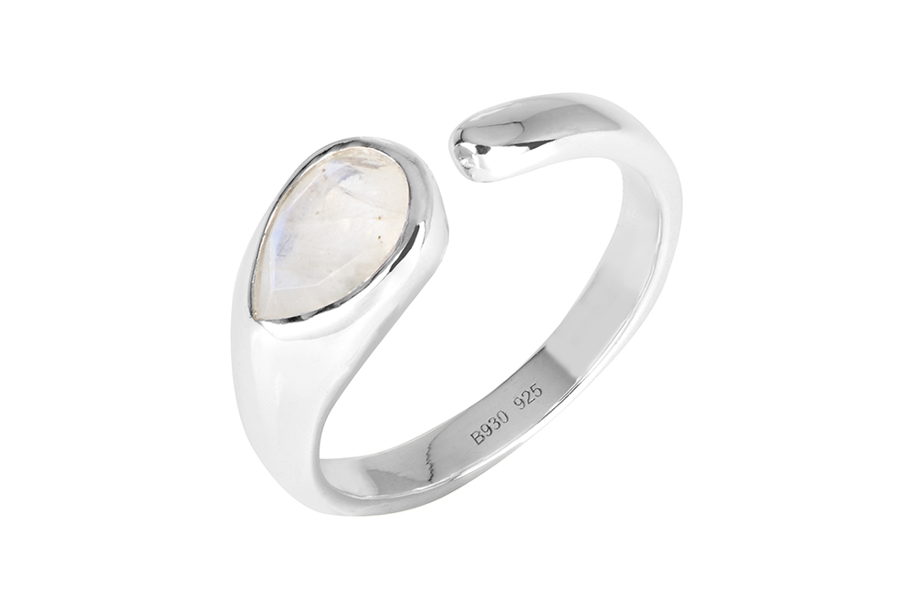 [17477RTA00RMOPL] Sterling silver semiprecious stone ring (Rainbow moon stone)